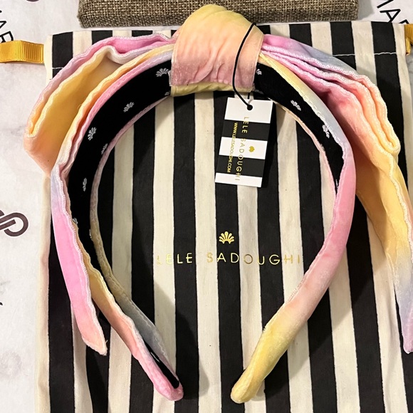 LELE SADOUGHI SHIRLEY NWT AUTHENTIC APRICOT OMBRÉ VELVET BOW HEADBAND main image 16